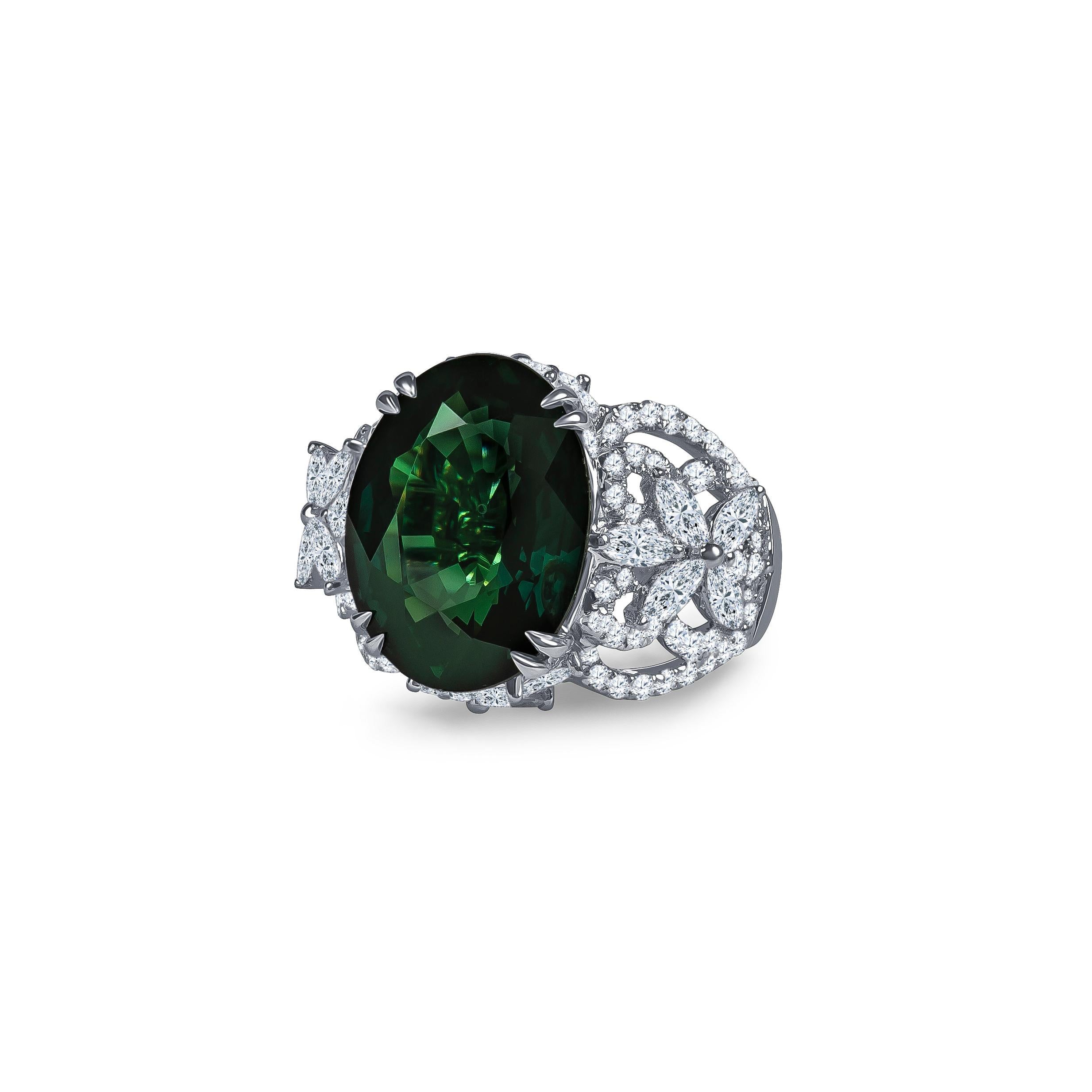 Anillo de zafiro verde natural 