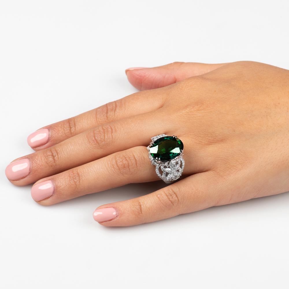 Anillo de zafiro verde natural 