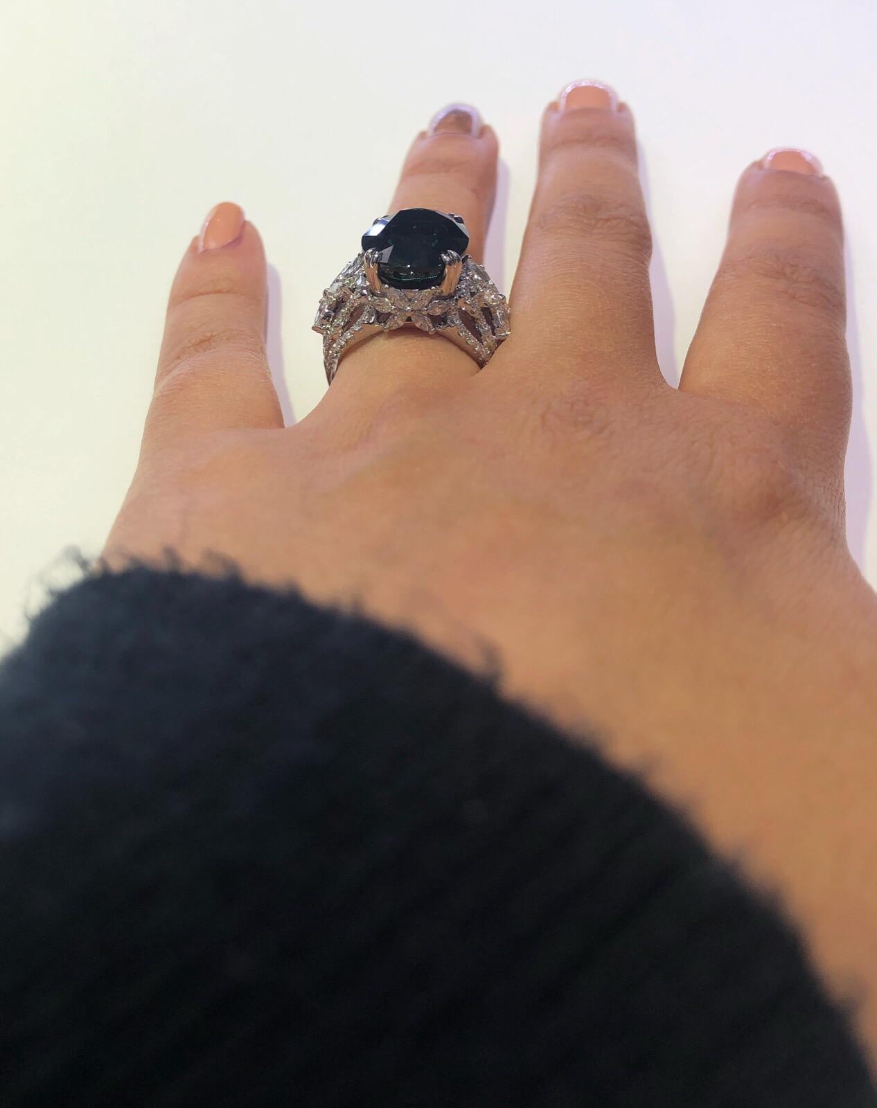 Anillo de zafiro verde natural 