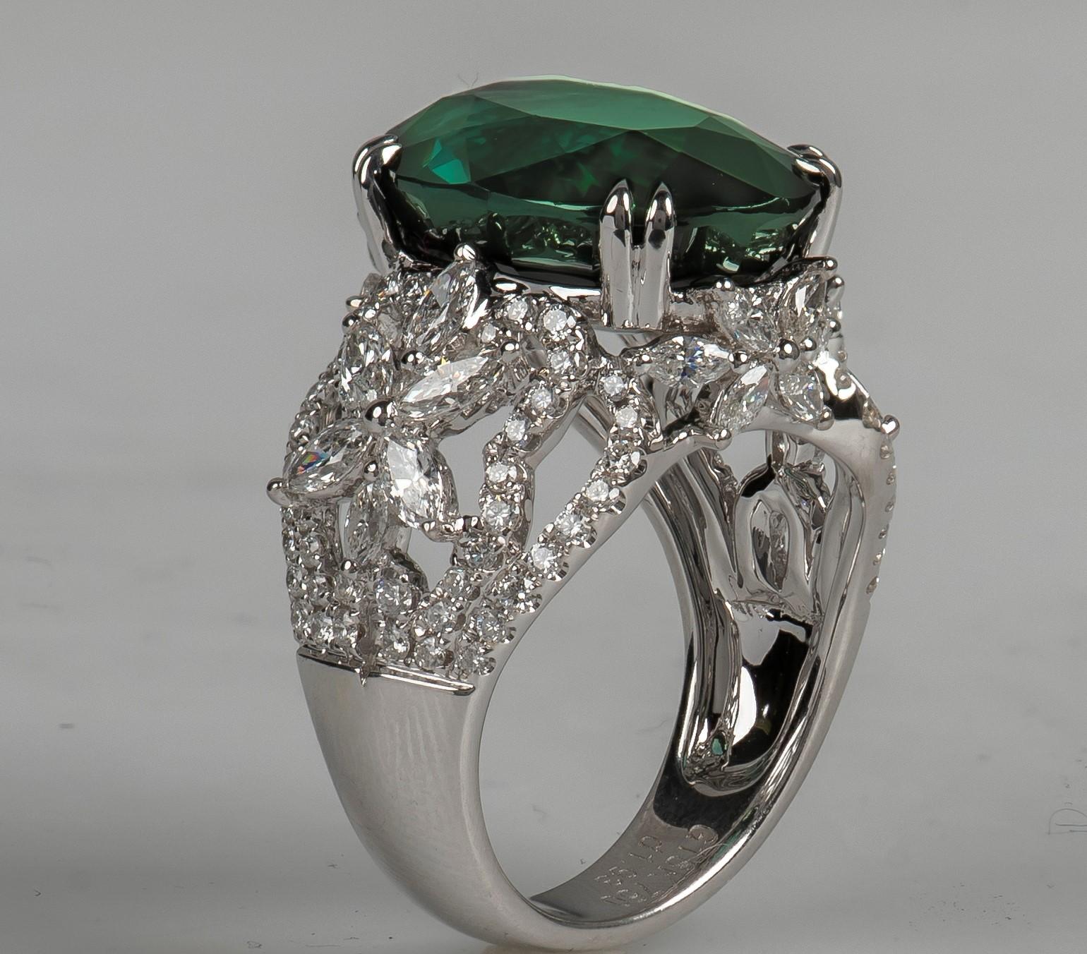 Anillo de zafiro verde natural 