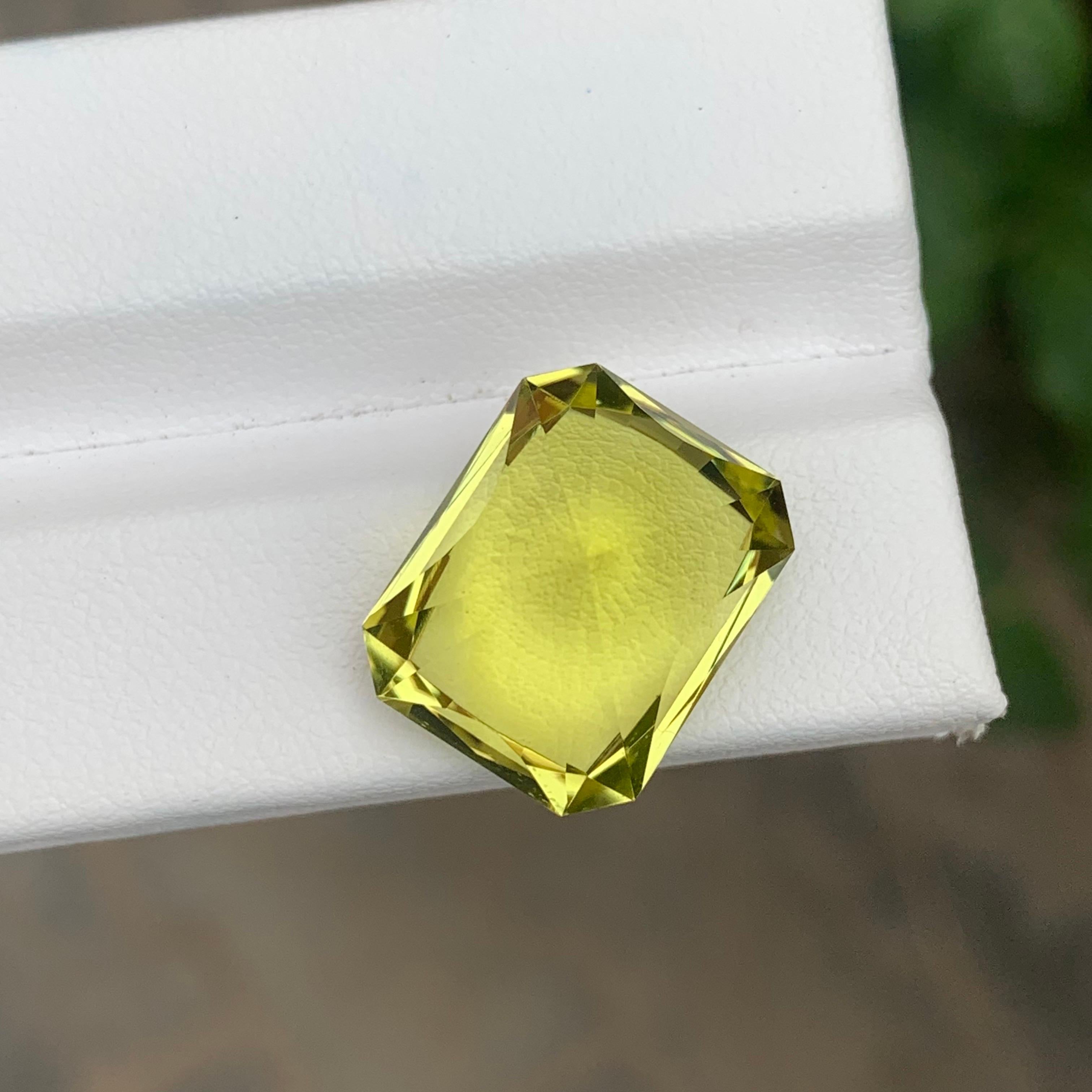14.15 Carat Natural Loose Green Gold Lemon Quartz Octagon Shape Gemstone (pierre précieuse en forme d'octogone) en vente 4