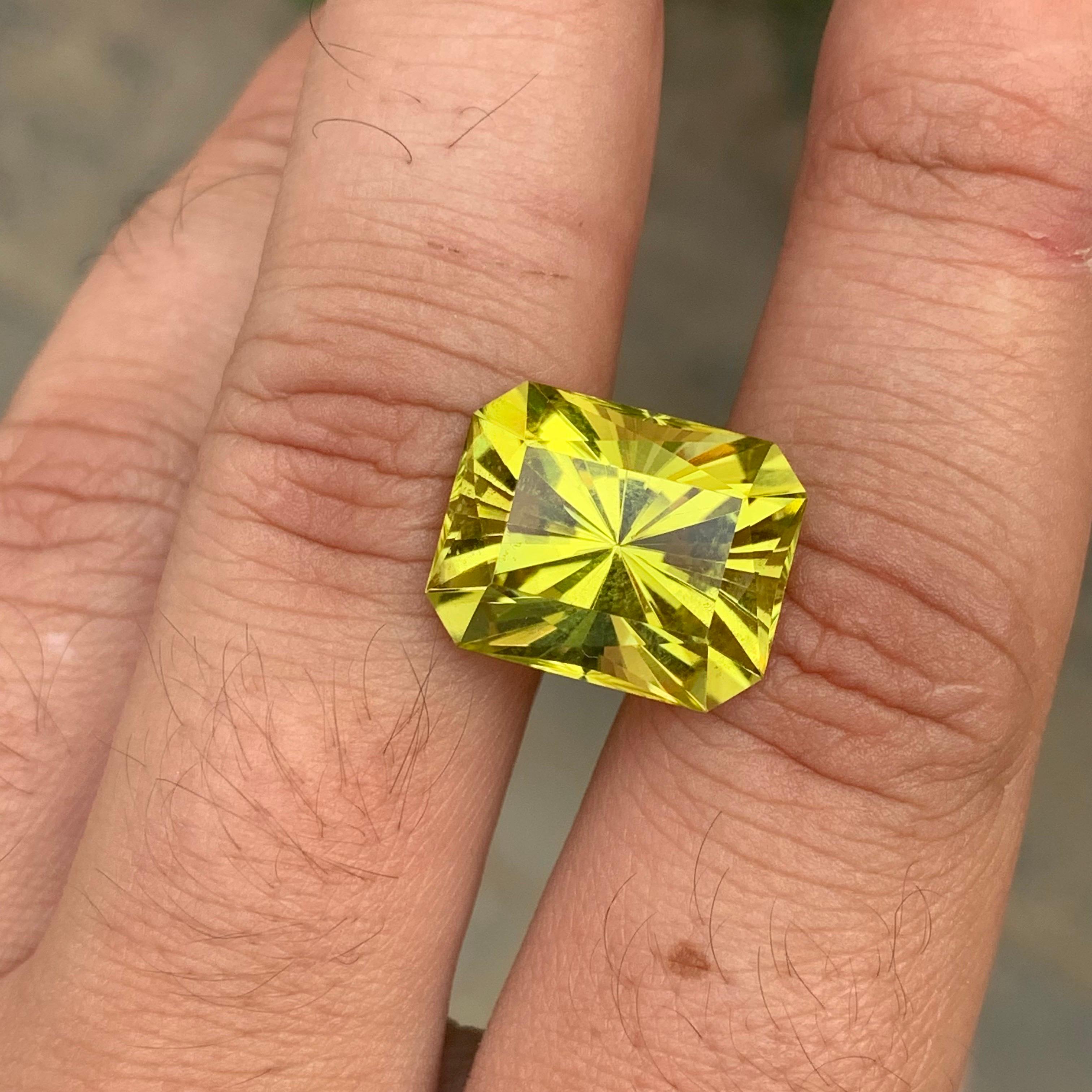 14.15 Carat Natural Loose Green Gold Lemon Quartz Octagon Shape Gemstone (pierre précieuse en forme d'octogone) en vente 5