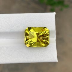 14.15 Karat Natürlicher Loser Grüner Gold Zitronenquarz Oktagon Form Edelstein