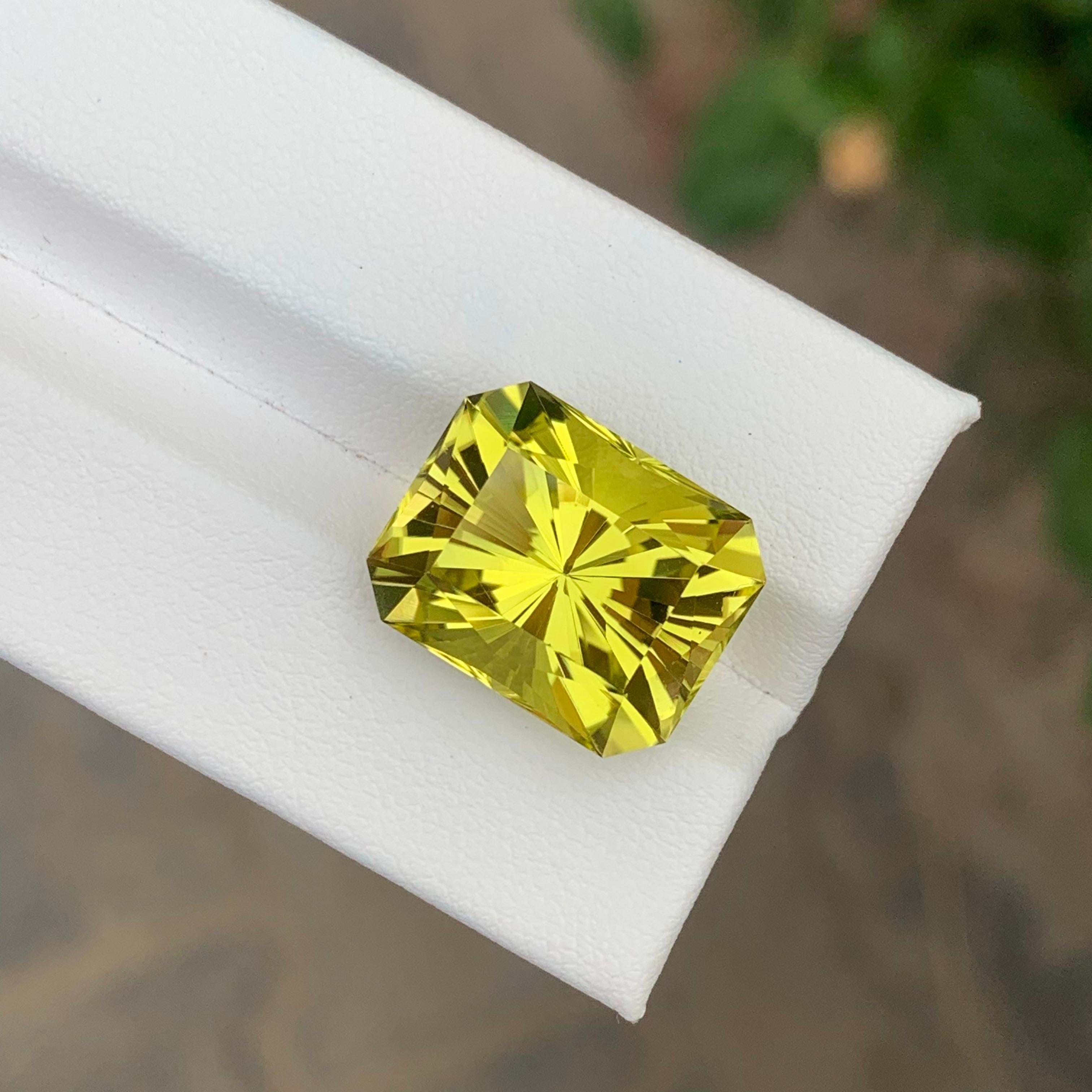 14.15 Carat Natural Loose Green Gold Lemon Quartz Octagon Shape Gemstone (pierre précieuse en forme d'octogone) Neuf - En vente à Peshawar, PK