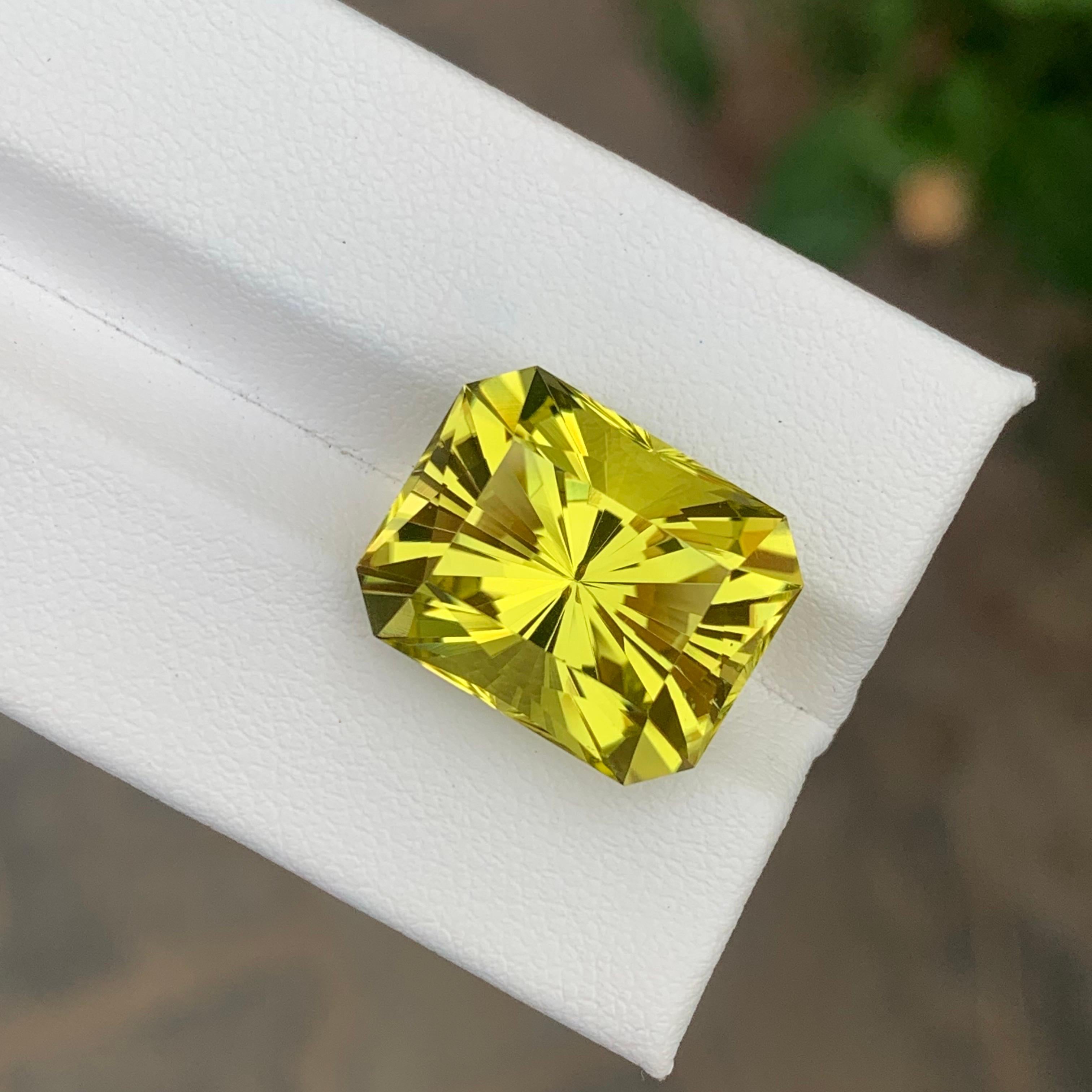 14.15 Carat Natural Loose Green Gold Lemon Quartz Octagon Shape Gemstone (pierre précieuse en forme d'octogone) en vente 2