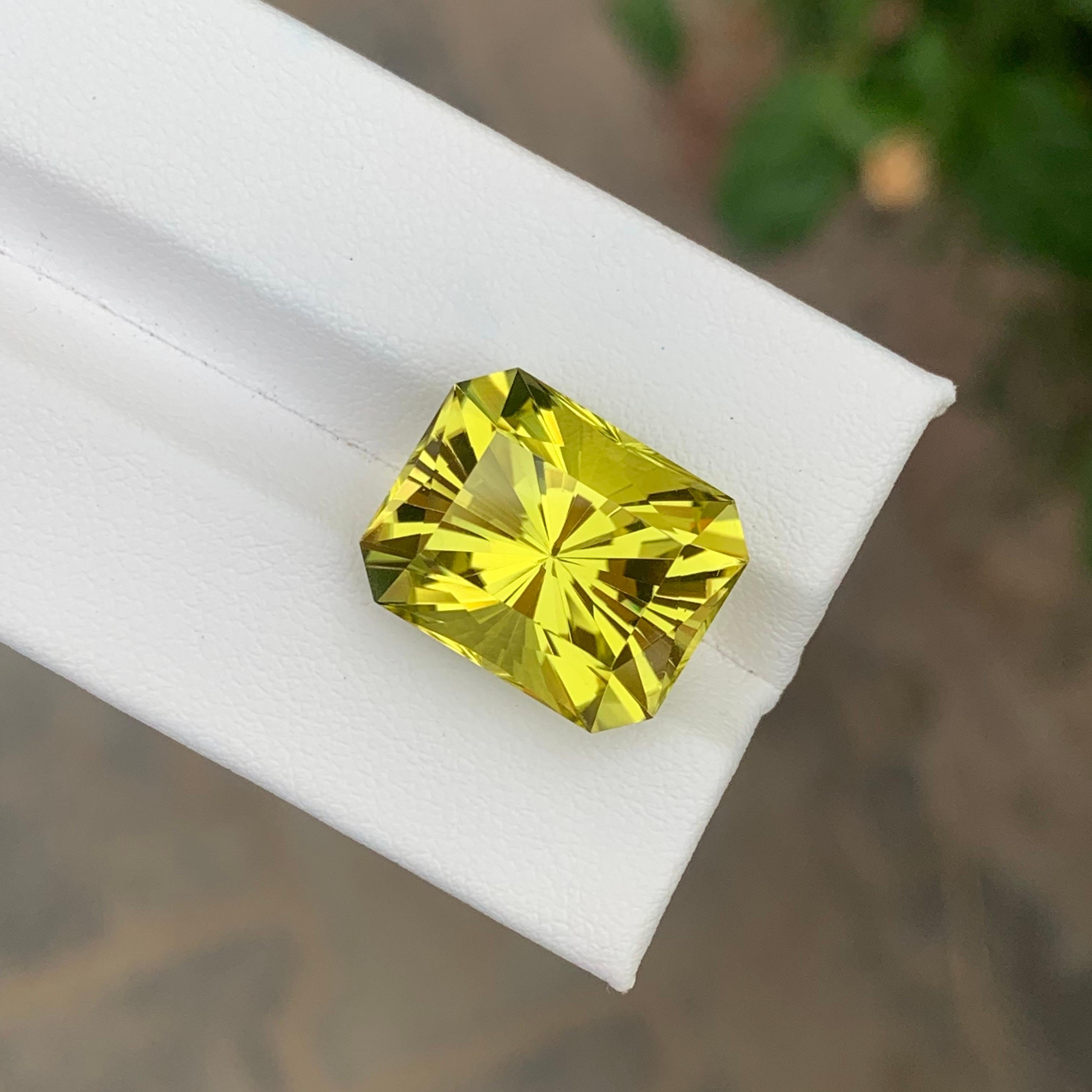 14.15 Carat Natural Loose Green Gold Lemon Quartz Octagon Shape Gemstone (pierre précieuse en forme d'octogone) en vente 3
