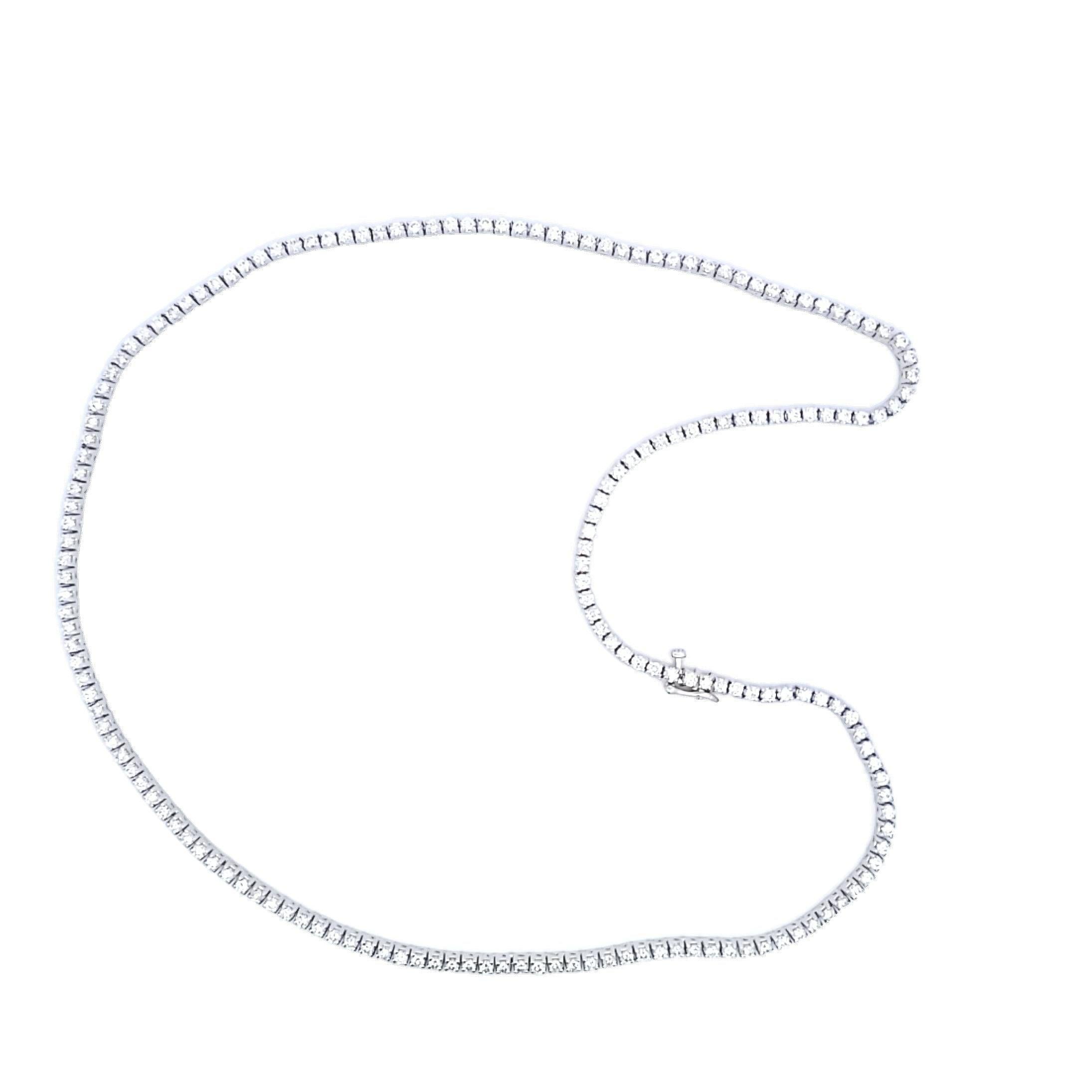 Title:
14.16 Carat Round Brilliant G SI1 Diamond 14 Karat White Gold Riviera Necklace


Style:
Riviera


Metal:
14 Karat White Gold


Gemstone 1:
14.16 Carat Diamond


Number of Stones:
177


Color:
G


Clarity:
SI1


Shape:
Round