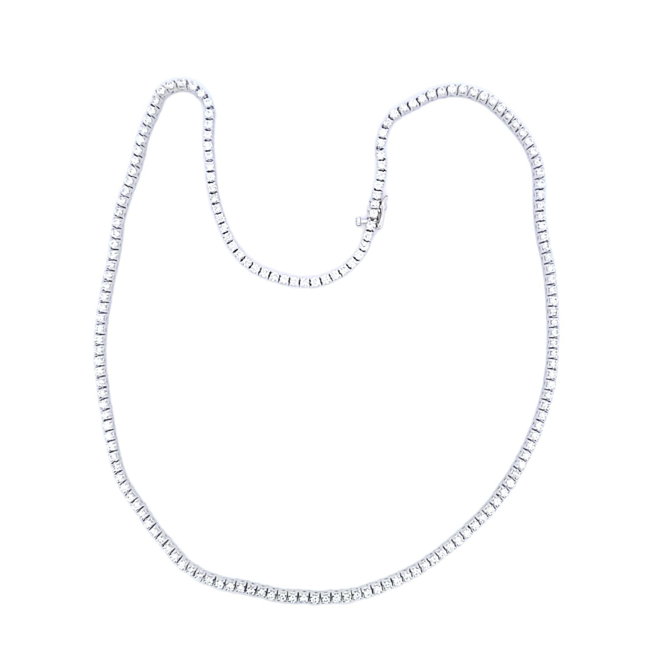 14.16 Carat Round Brilliant G SI1 Diamond 14 Karat White Gold Riviera Necklace For Sale 1