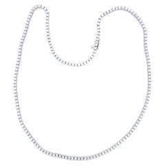 14.16 Carat Round Brilliant G SI1 Diamond 14 Karat White Gold Riviera Necklace