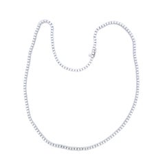 14.16 Carat Round Brilliant G SI1 Diamond 14 Karat White Gold Riviera Necklace