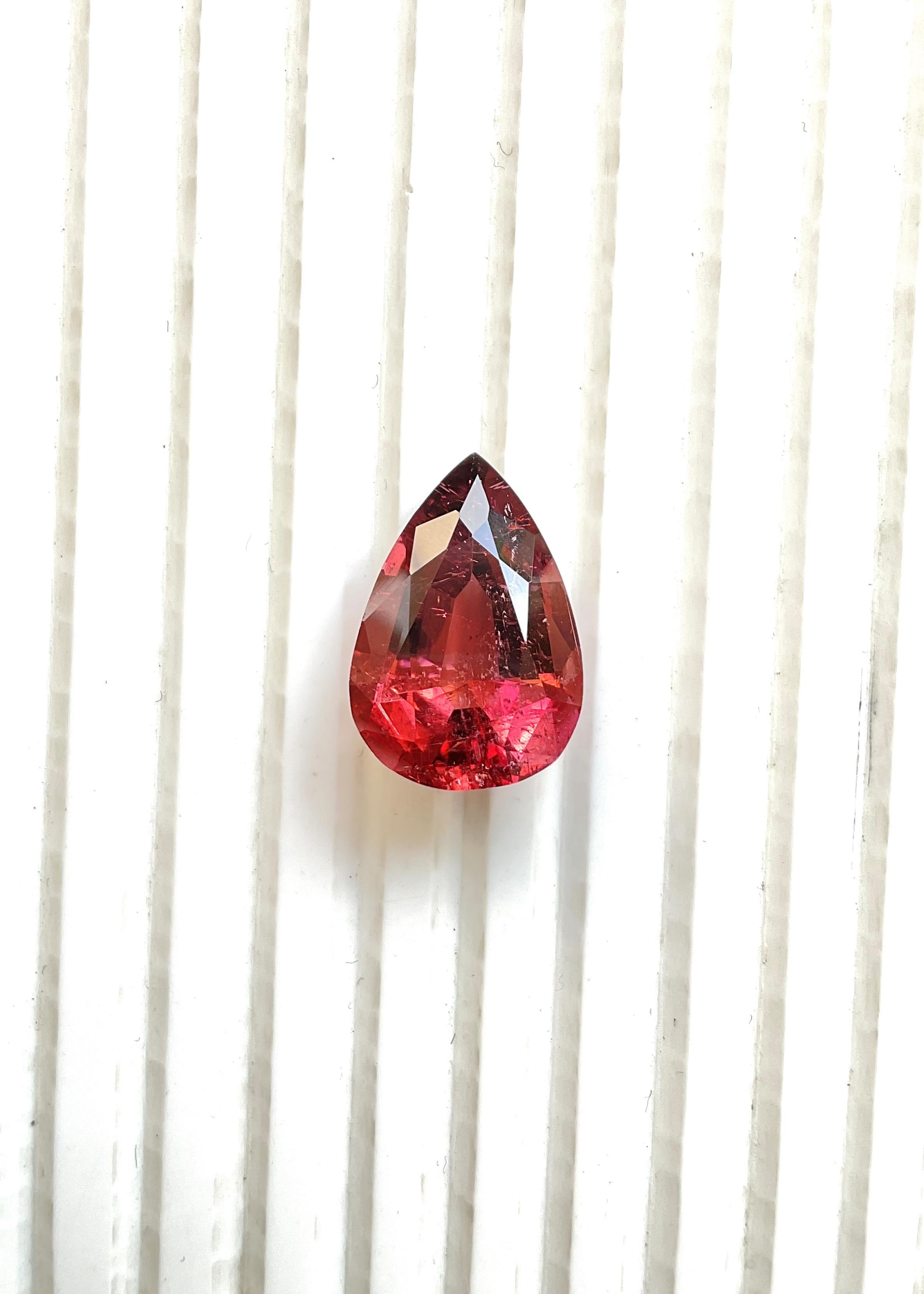 14.16 Carats Peach Pink Top Quality Pear Cut stone For Jewelry Natural Gemstone For Sale 5