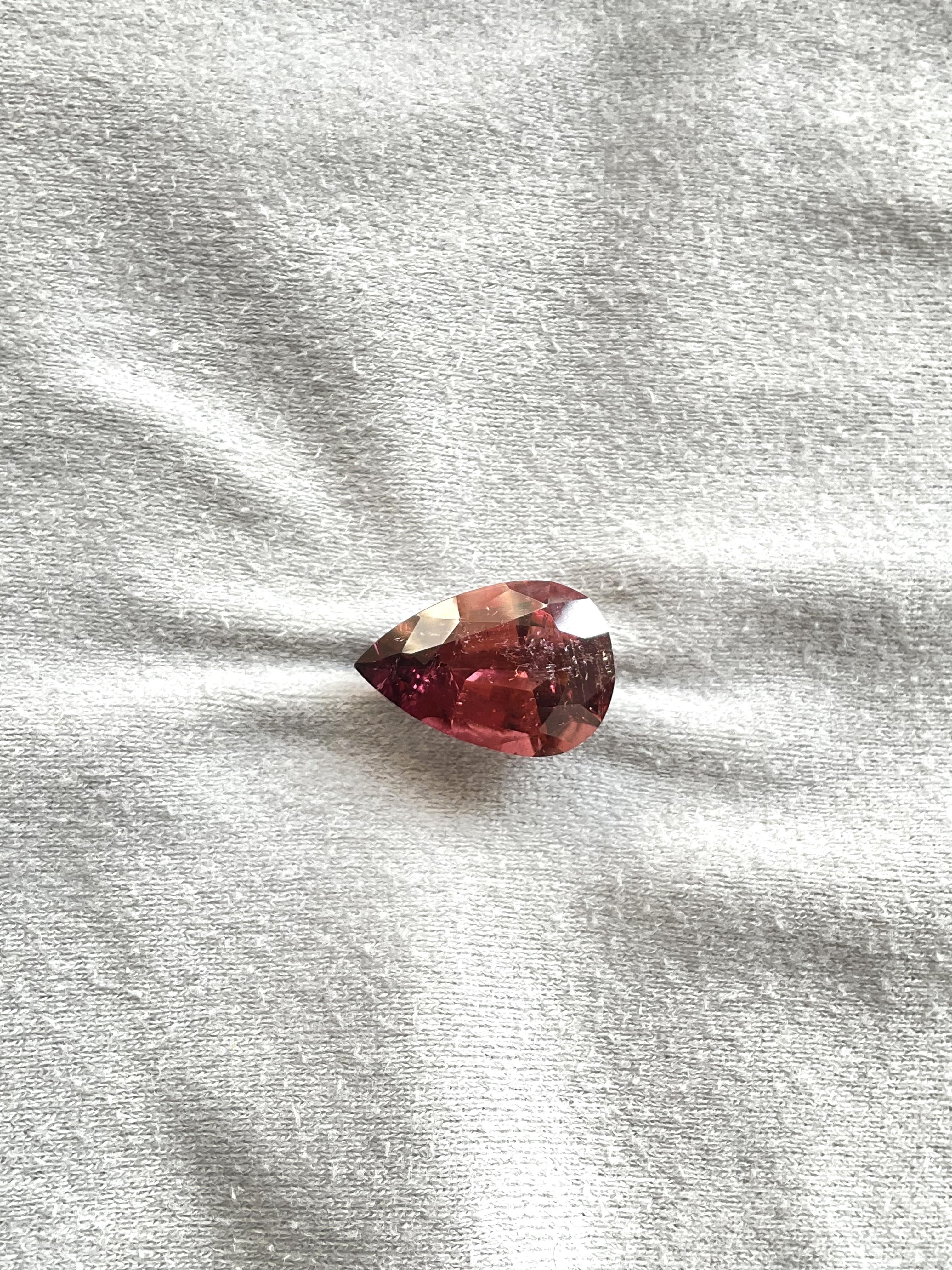 14.16 Carats Peach Pink Top Quality Pear Cut stone For Jewelry Natural Gemstone In New Condition For Sale In Jaipur, RJ