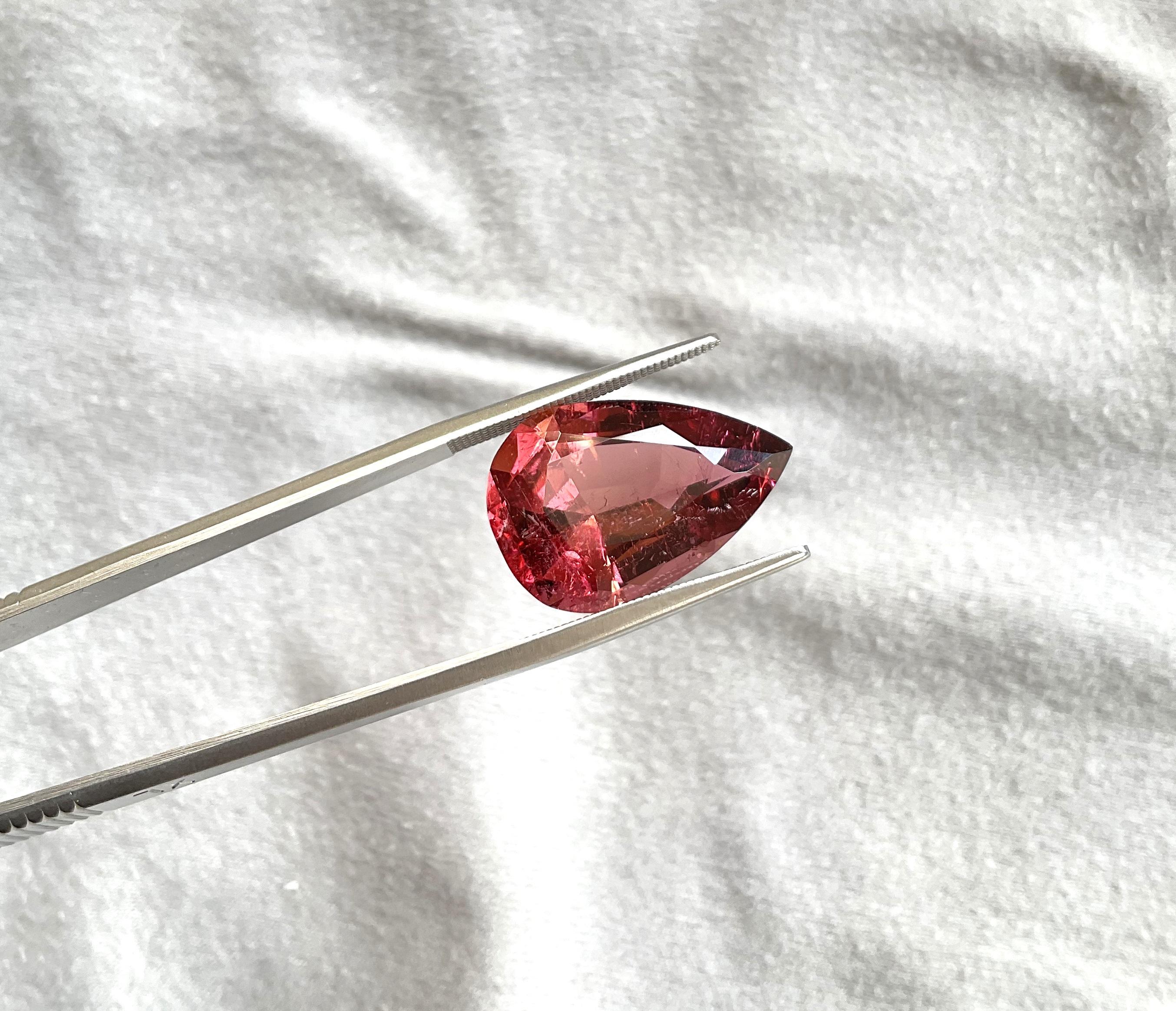 Women's or Men's 14.16 Carats Peach Pink Top Quality Pear Cut stone For Jewelry Natural Gemstone For Sale