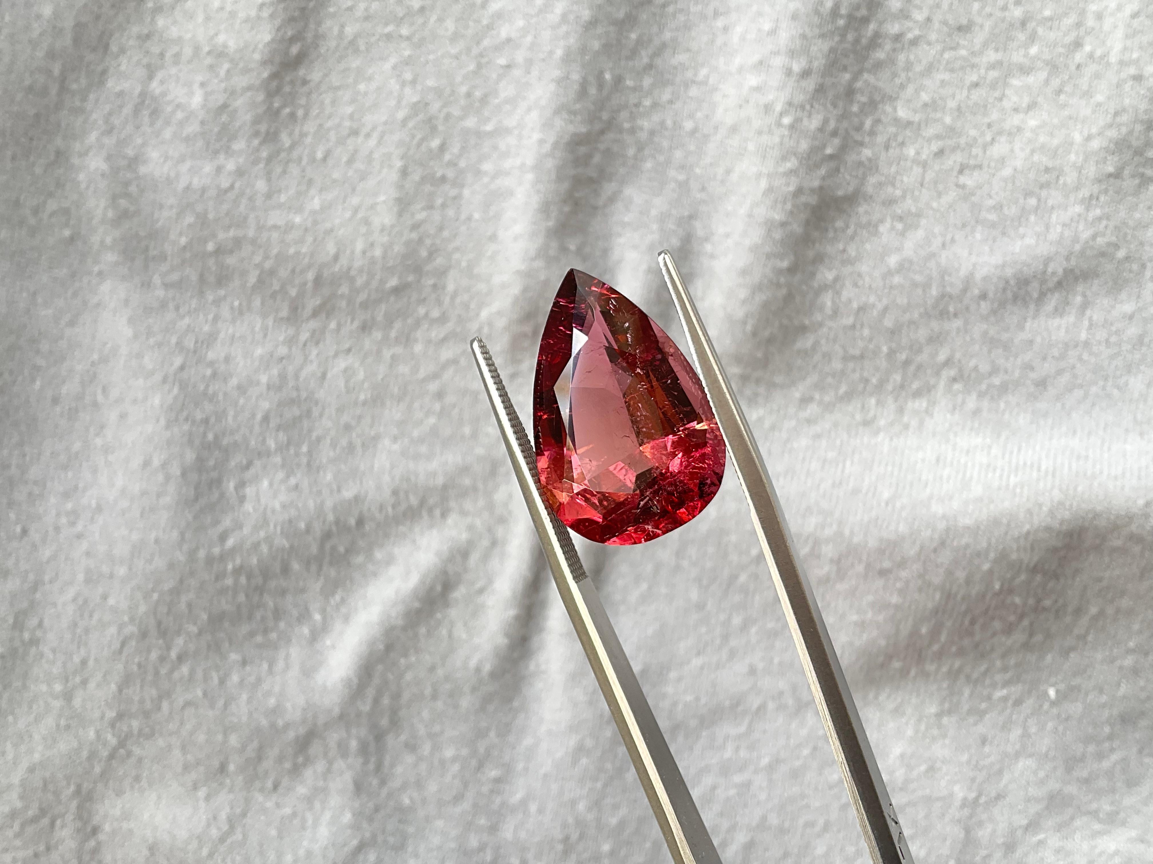 14.16 Carats Peach Pink Top Quality Pear Cut stone For Jewelry Natural Gemstone For Sale 1
