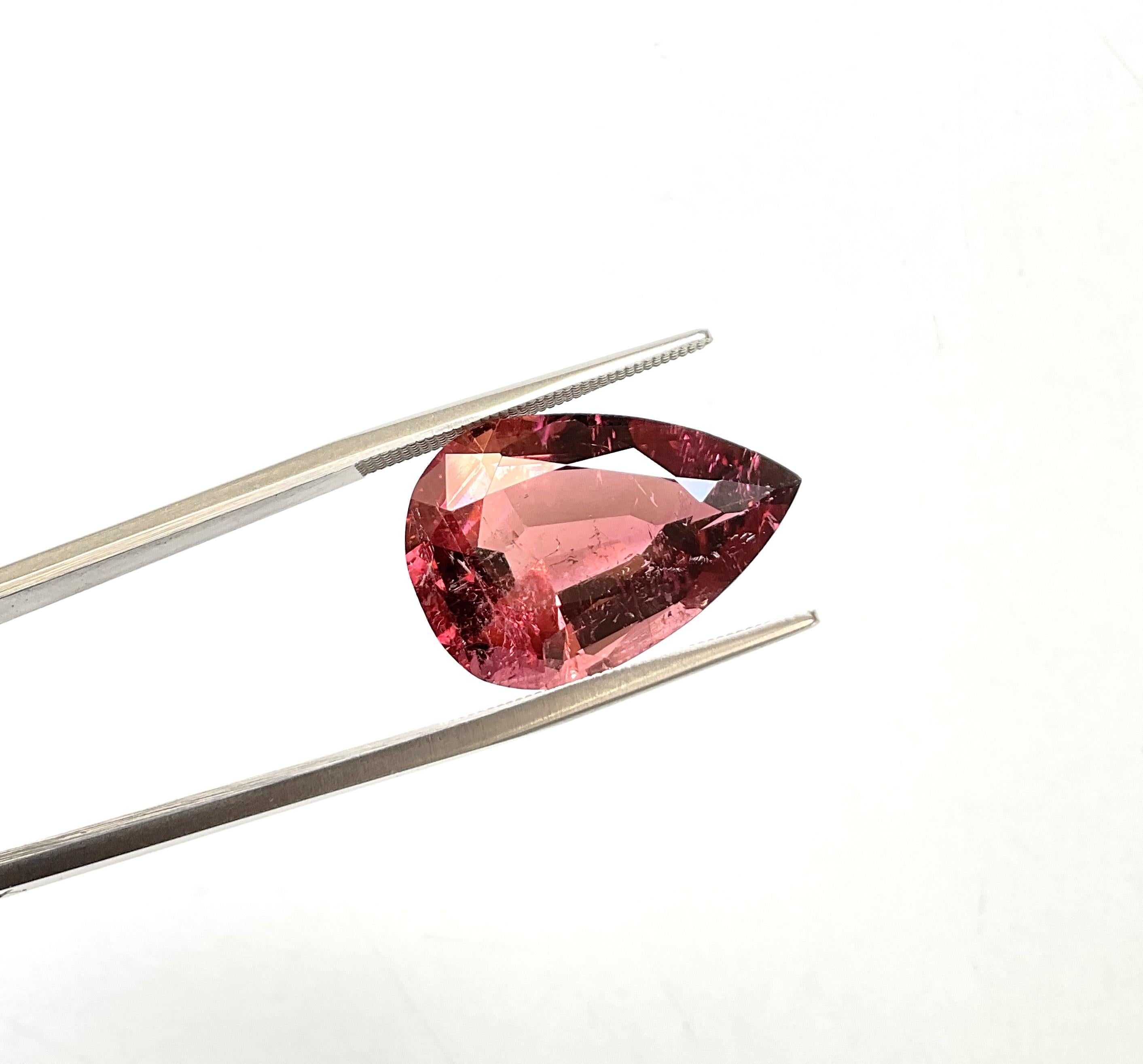 14.16 Carats Peach Pink Top Quality Pear Cut stone For Jewelry Natural Gemstone For Sale 2