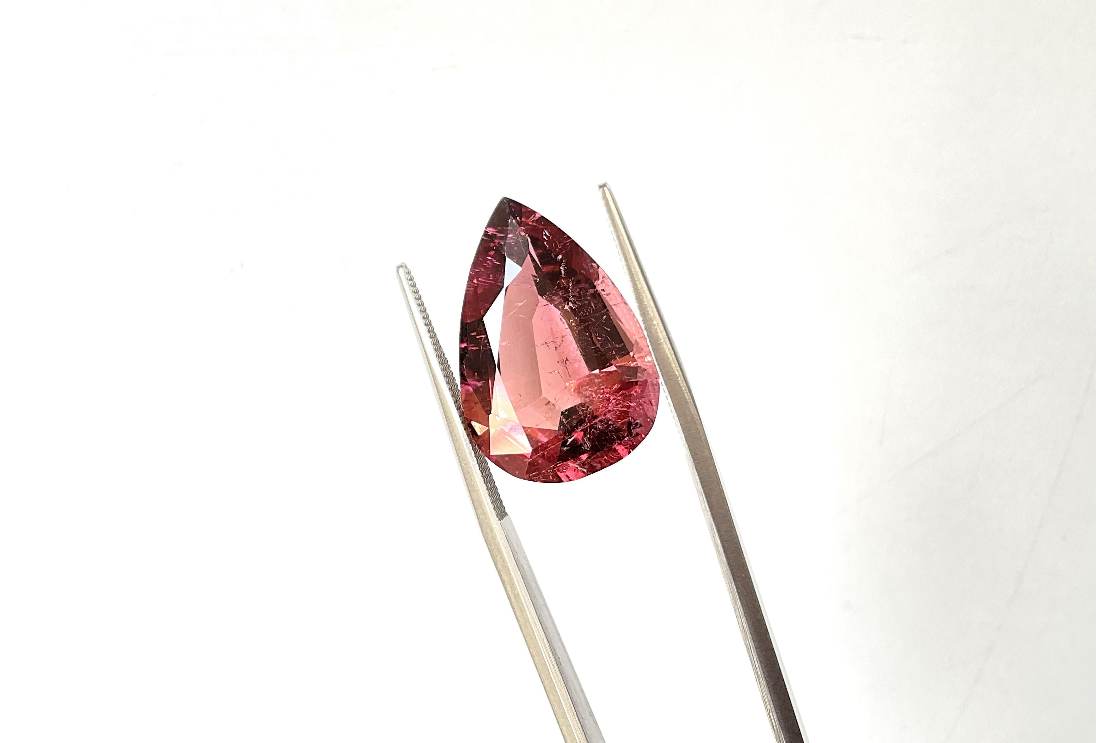 14.16 Carats Peach Pink Top Quality Pear Cut stone For Jewelry Natural Gemstone For Sale 3