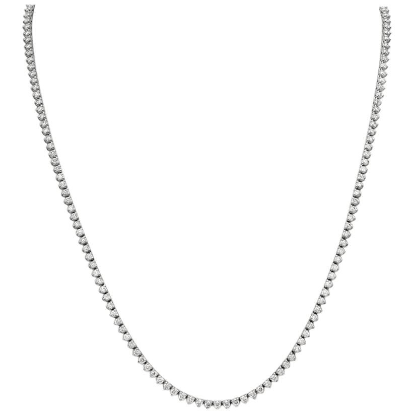 14.16 CT Natural Diamond Necklace 3 Prong G SI 289 Stones 34.2 gr 14K W G For Sale