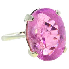 AJD Extraordinarily Rare Clear 14.16Ct PinkyPurple Sparkling Kunzite Silver Ring