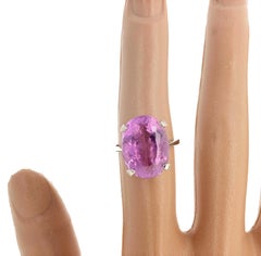 AJD Extraordinariamente Raro Anillo de Plata Brillante Kunzita Transparente 14,16Ct PinkyPurple