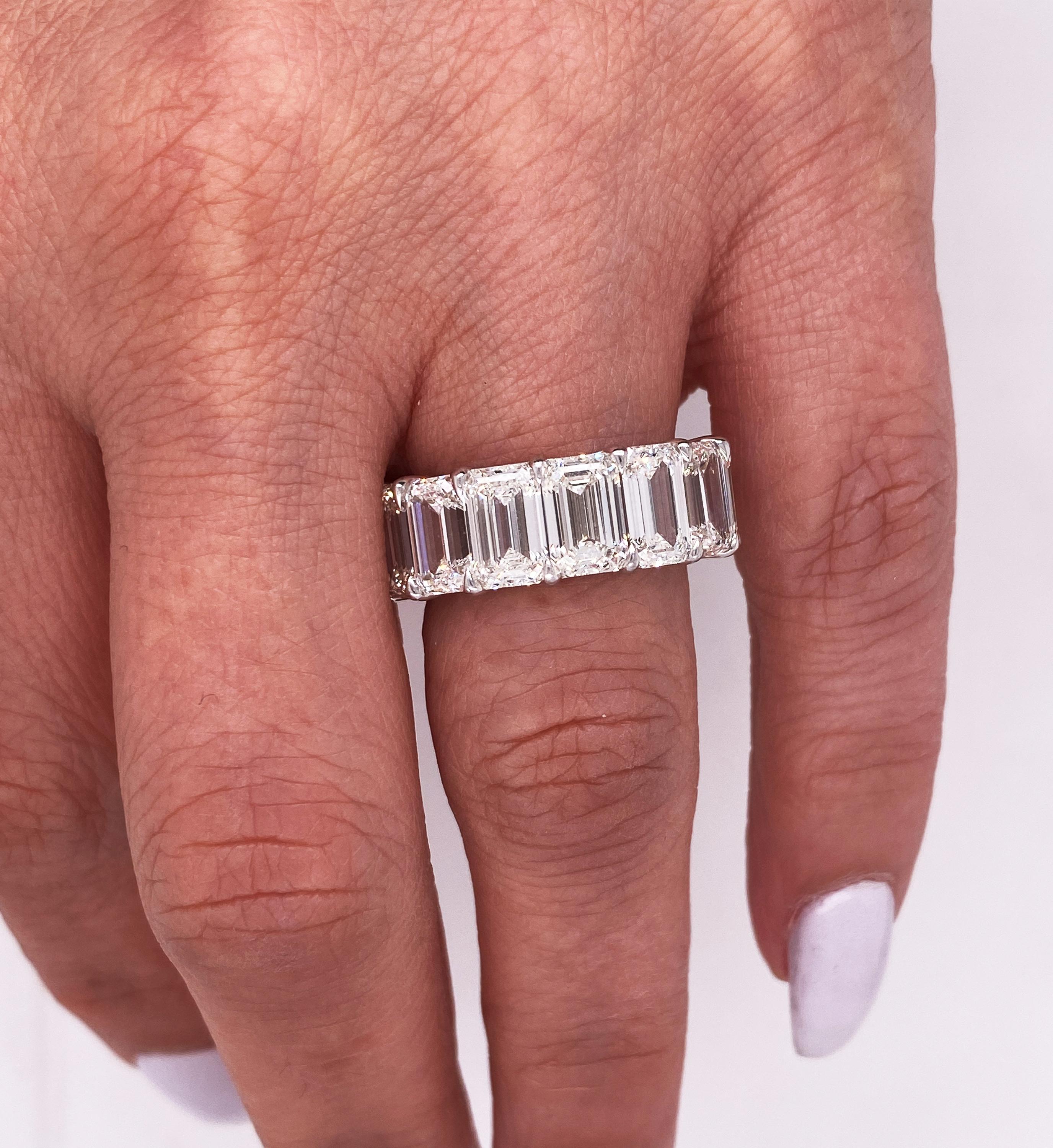 14.19 Carat Emerald Cut Diamonds All GIA Certified Platinum Eternity Band

This incredible band features 14 emerald cut diamond. Each GIA certified. Diamonds are all J color and VVS2-VS2 clarity. Average 1.01 carat each. 14 GIA certificates will be