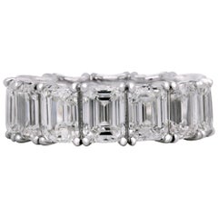 14.19 Carat Emerald Cut Diamonds All GIA Certified Platinum Eternity Band
