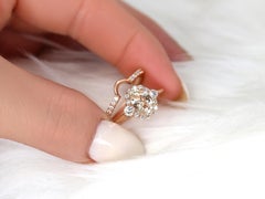 1.41ct Britney 14kt Peach Champagne Sapphire Diamond Unique Halo Bridal Set