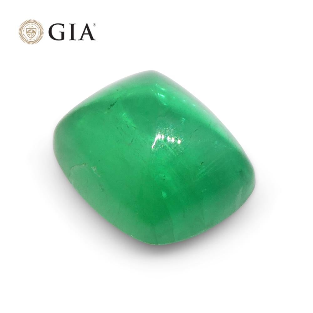 1.41ct Cushion Sugarloaf Double Cabochon Green Emerald GIA Certified Brazil   For Sale 4