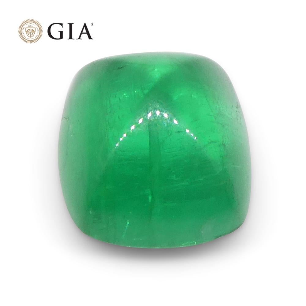 1.41ct Cushion Sugarloaf Double Cabochon Green Emerald certifié GIA (Brésil)   en vente 5