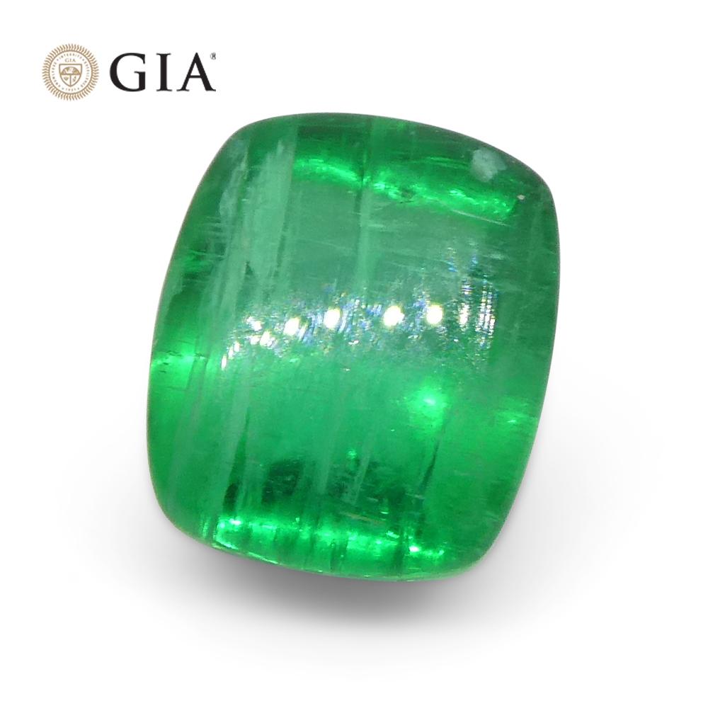 1.41ct Cushion Sugarloaf Double Cabochon Green Emerald certifié GIA (Brésil)   en vente 6