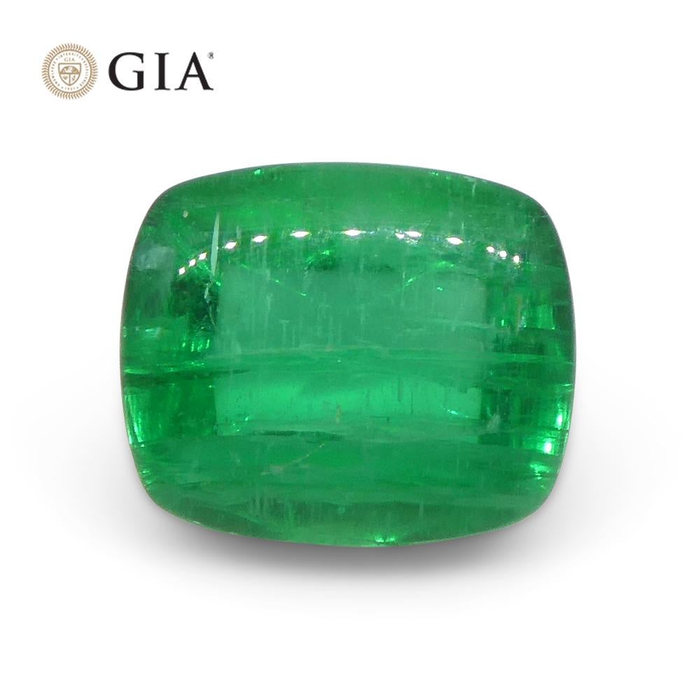 1.41ct Cushion Sugarloaf Double Cabochon Green Emerald certifié GIA (Brésil)   en vente 7