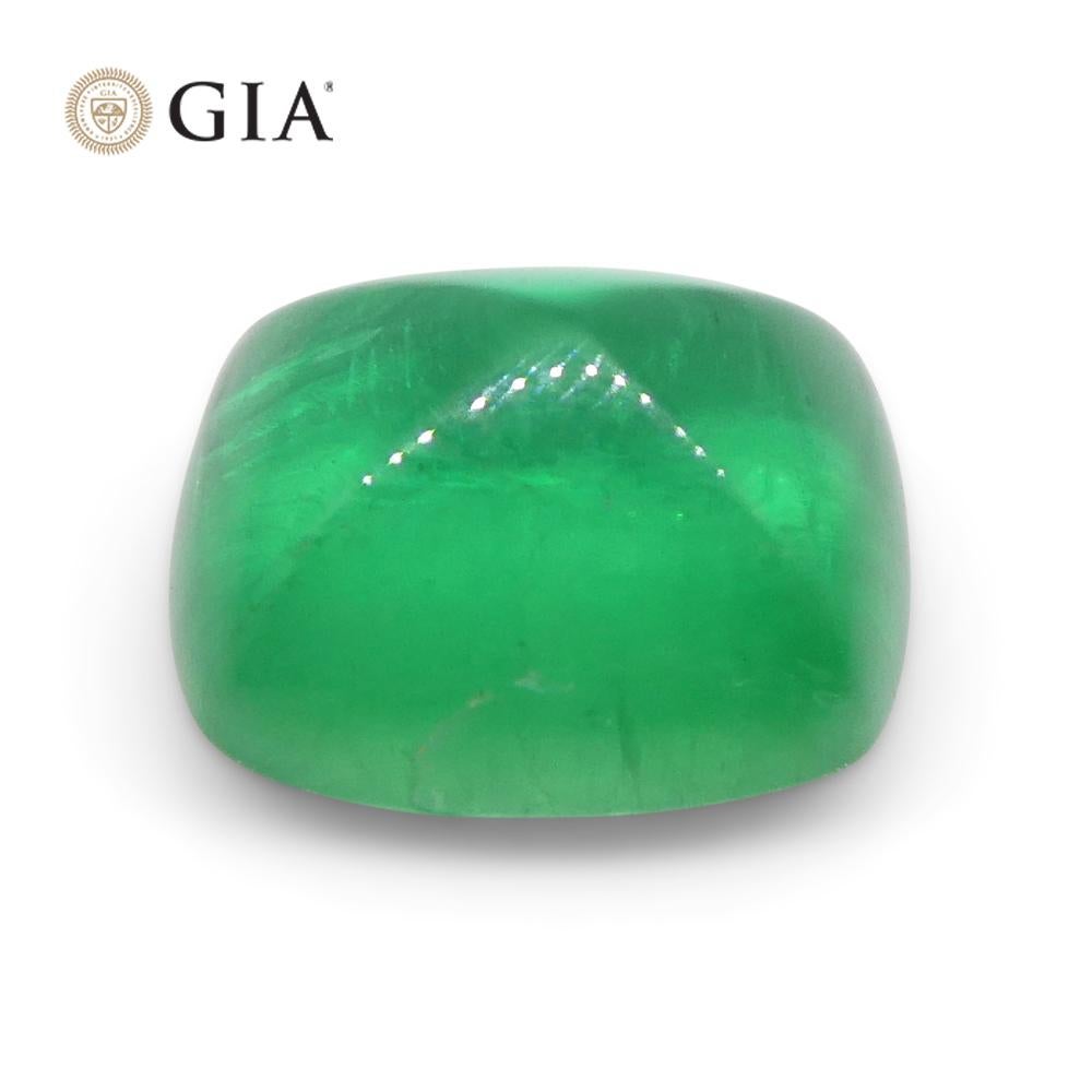 This is a stunning GIA Certified Emerald


The GIA report reads as follows:

GIA Report Number: 2225842419
Shape: cushion sugarloaf double cabochon
Cutting Style:
Cutting Style: Crown:
Cutting Style: Pavilion:
Transparency: Transparent
Color: