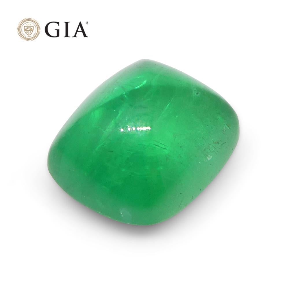1.41ct Cushion Sugarloaf Double Cabochon Green Emerald GIA Certified Brazil   In New Condition For Sale In Toronto, Ontario