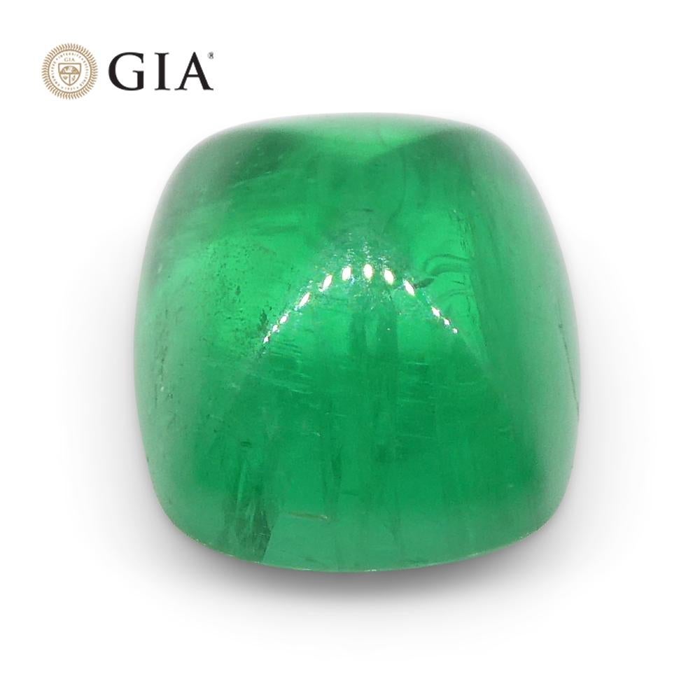1.41ct Cushion Sugarloaf Double Cabochon Green Emerald GIA Certified Brazil   For Sale 2