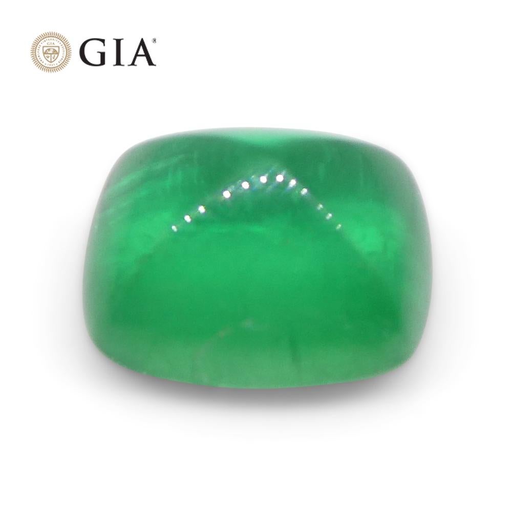 1.41ct Cushion Sugarloaf Double Cabochon Green Emerald GIA Certified Brazil   For Sale 3