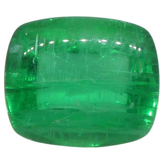 1.41ct Cushion Sugarloaf Double Cabochon Green Emerald GIA Certified Brazil   For Sale 8