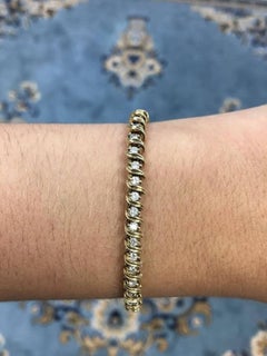 1,98tcw Diamant-Tennis-Armband - 14K Gelbgold, Elegantes S-Link-Jubiläum