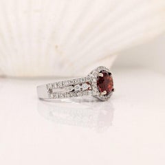 1.4ct Spessartine Garnet Ring w Earth Mined Diamonds in Solid 14K Gold Round 6.5