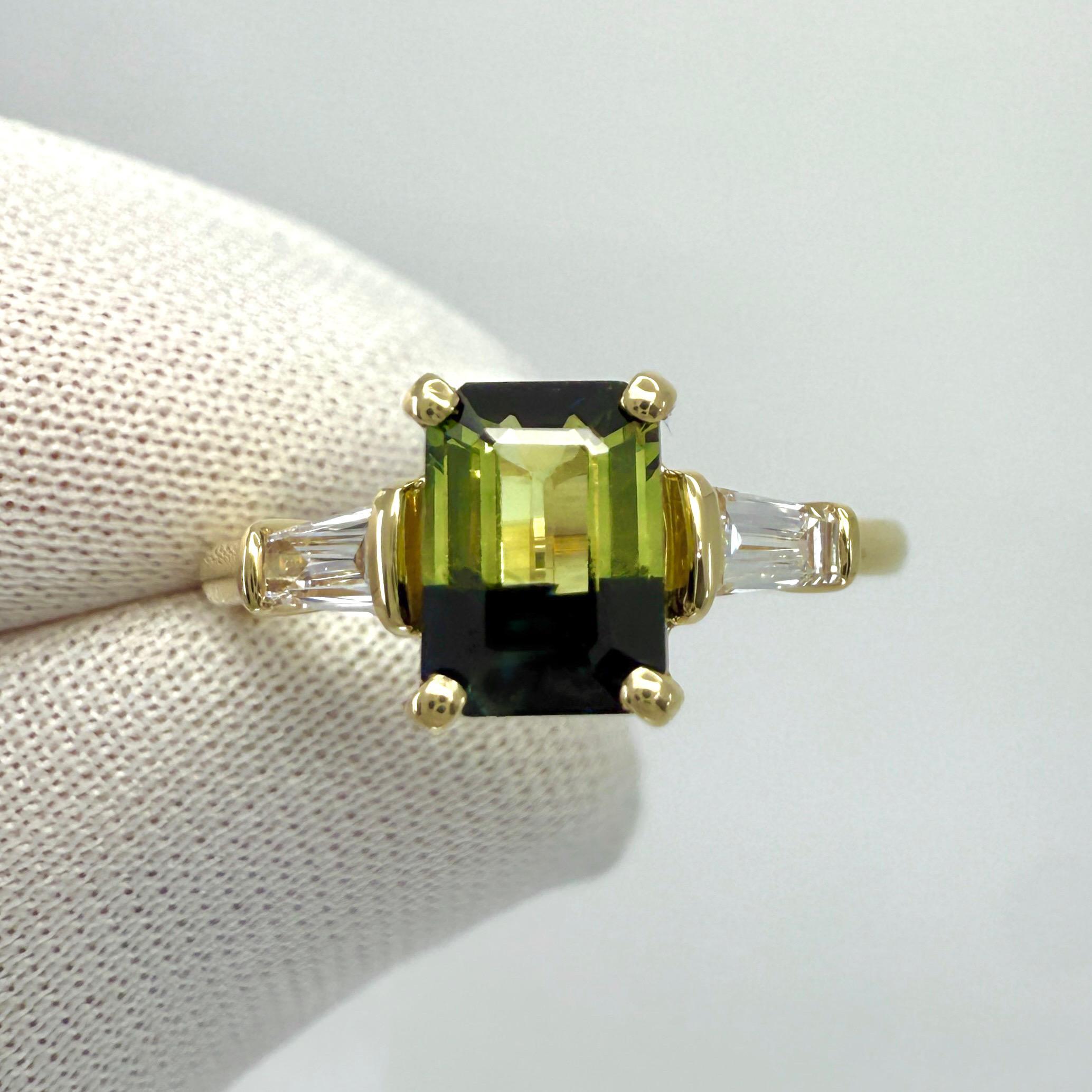 1.41ct GIA Certified Bi Colour Sapphire Diamond 18k Yellow Gold Three Stone Ring (Bague à trois pierres en or jaune 18k) Neuf - En vente à Birmingham, GB