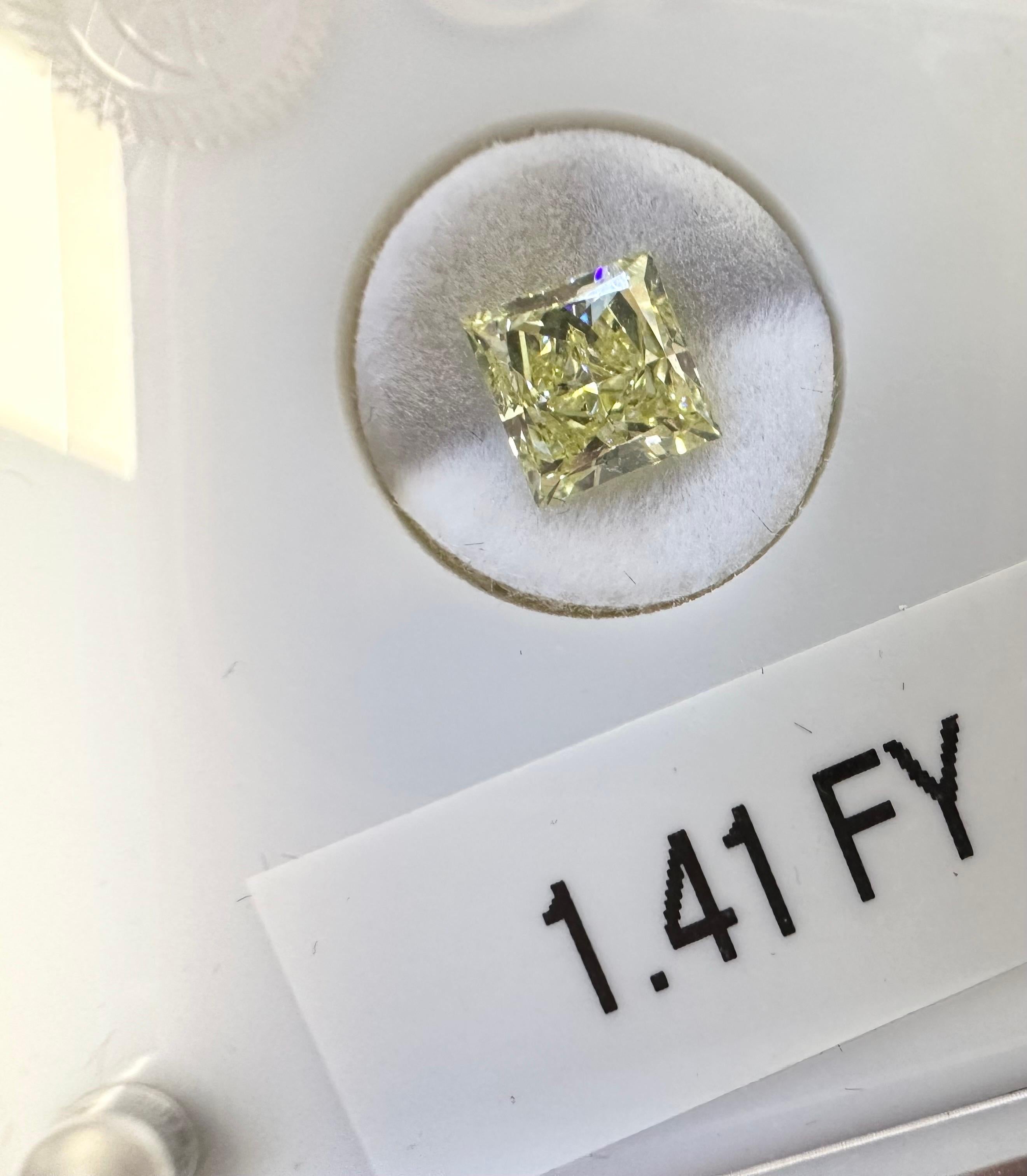 Women's or Men's 1.41ct GIA certified fancy yellow diamond loose For Sale