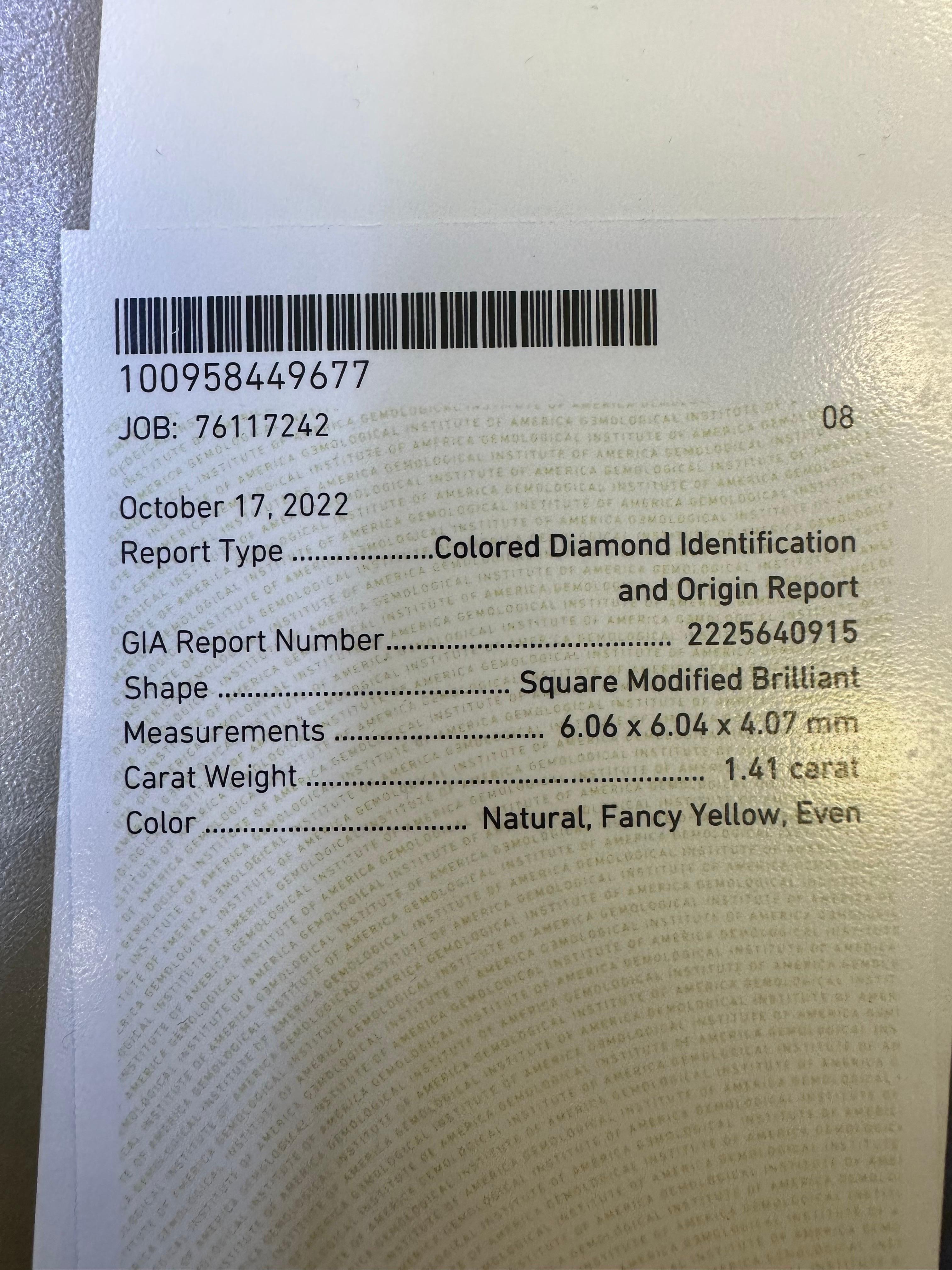 1.41ct GIA certified fancy yellow diamond loose For Sale 1