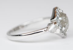 1.41ct Hexagon Diamond Halo and Kite Sides 14K White Gold Engagement Ring R6197