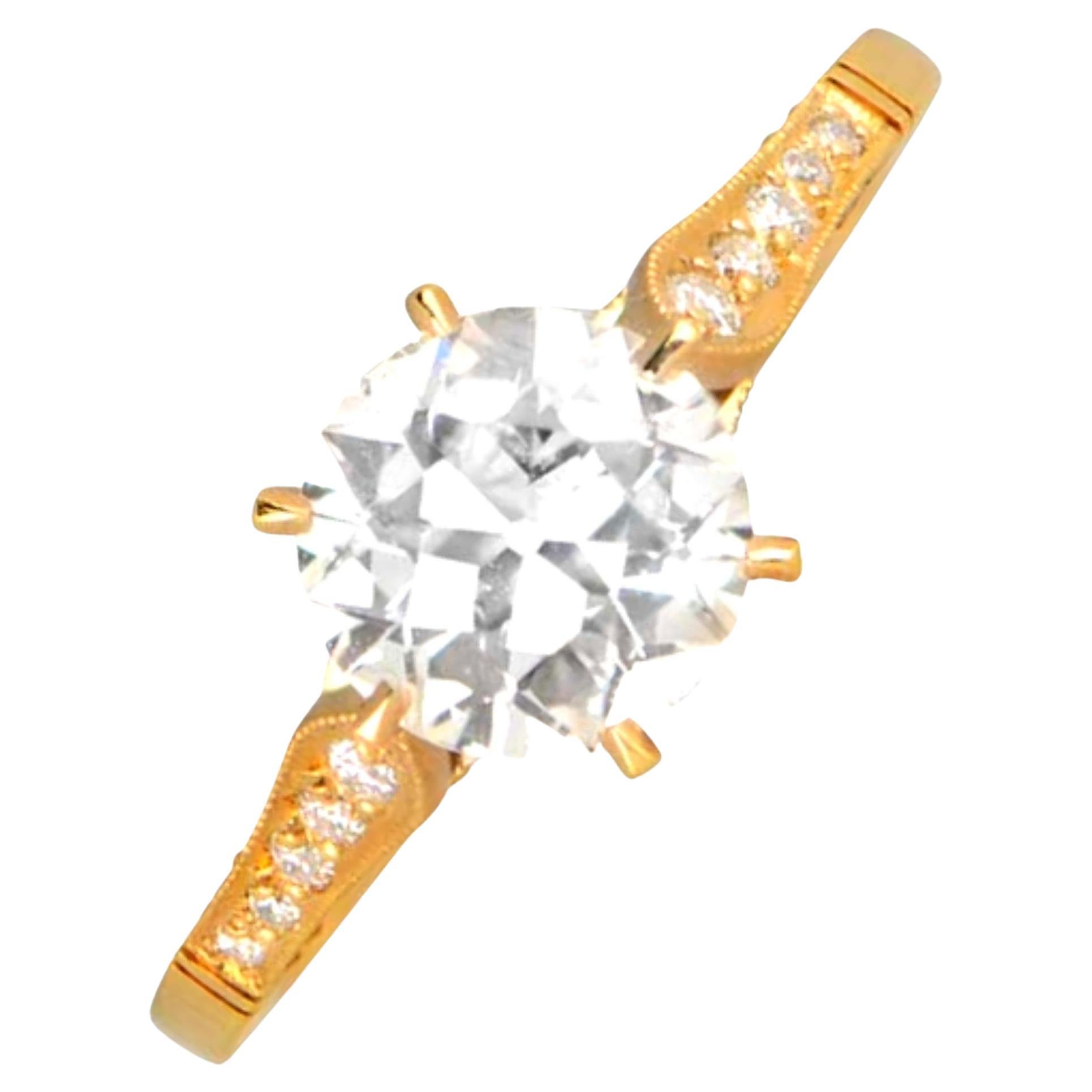 1.41 Carat Old-Euro Cut Diamond Engagement Ring, VS1 Clarity, 18k Yellow Gold