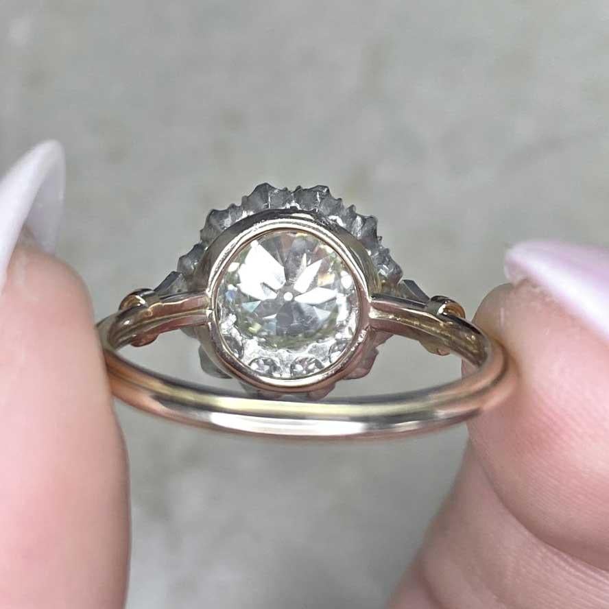 1.41ct Old Euro-Cut Diamond Engagement Ring, Vs1 Clarity, Diamond Halo, Platinum For Sale 4