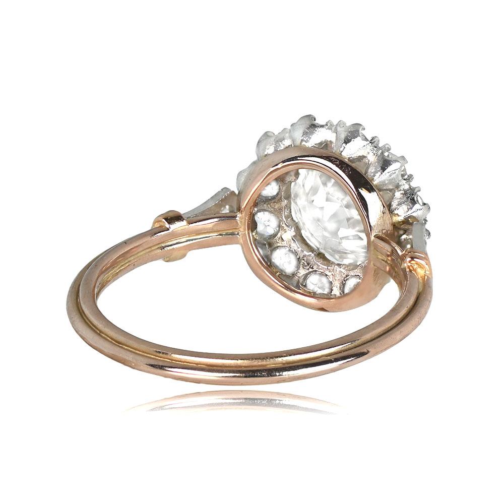 Art Deco 1.41ct Old Euro-Cut Diamond Engagement Ring, Vs1 Clarity, Diamond Halo, Platinum For Sale