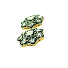 1.41ct Old Mine Cut ‘Polki Diamond’ Studs in Oxidized Sterling Silver, 14KT Gold