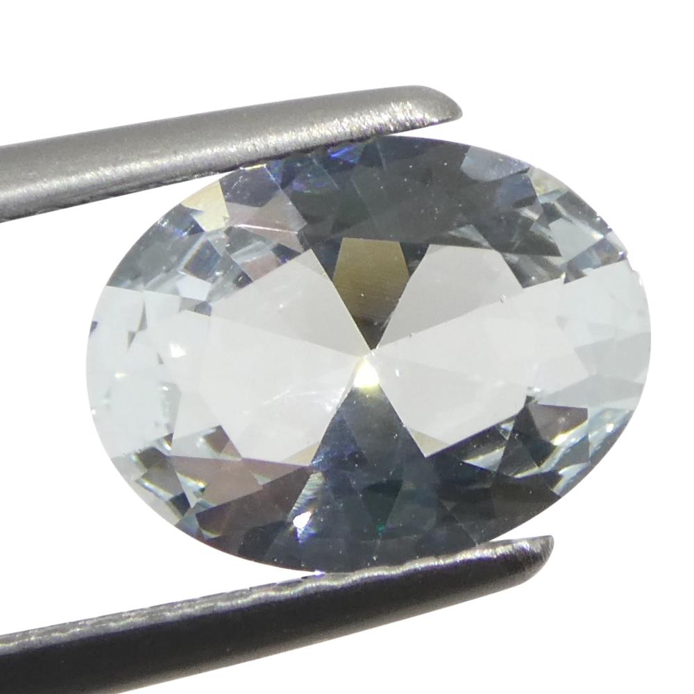 1,41ct Aguamarina azul ovalada de Brasil sin calentar en venta 6