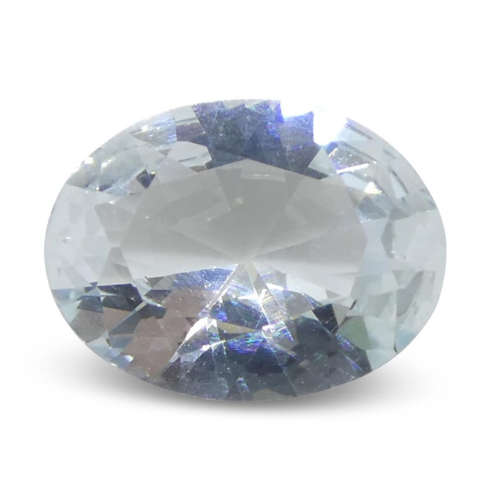 1,41ct Aguamarina azul ovalada de Brasil sin calentar en venta 1