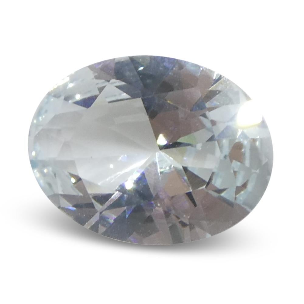 1,41ct Aguamarina azul ovalada de Brasil sin calentar en venta 2