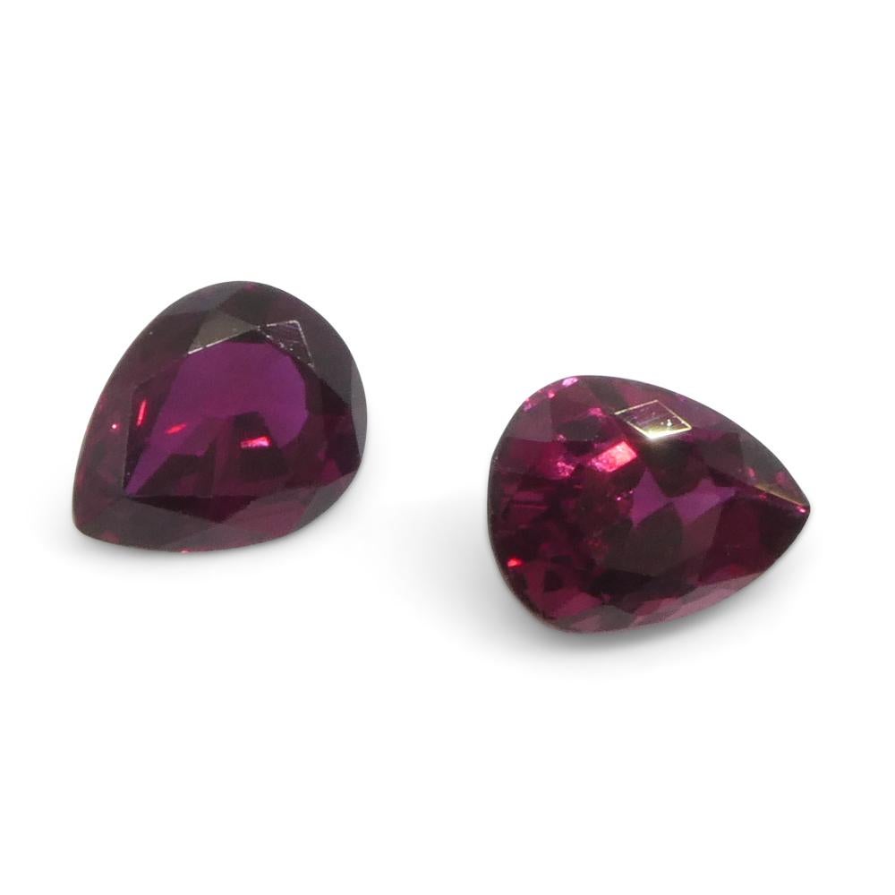 1.41ct Pear Red Ruby from Thailand Pair For Sale 5