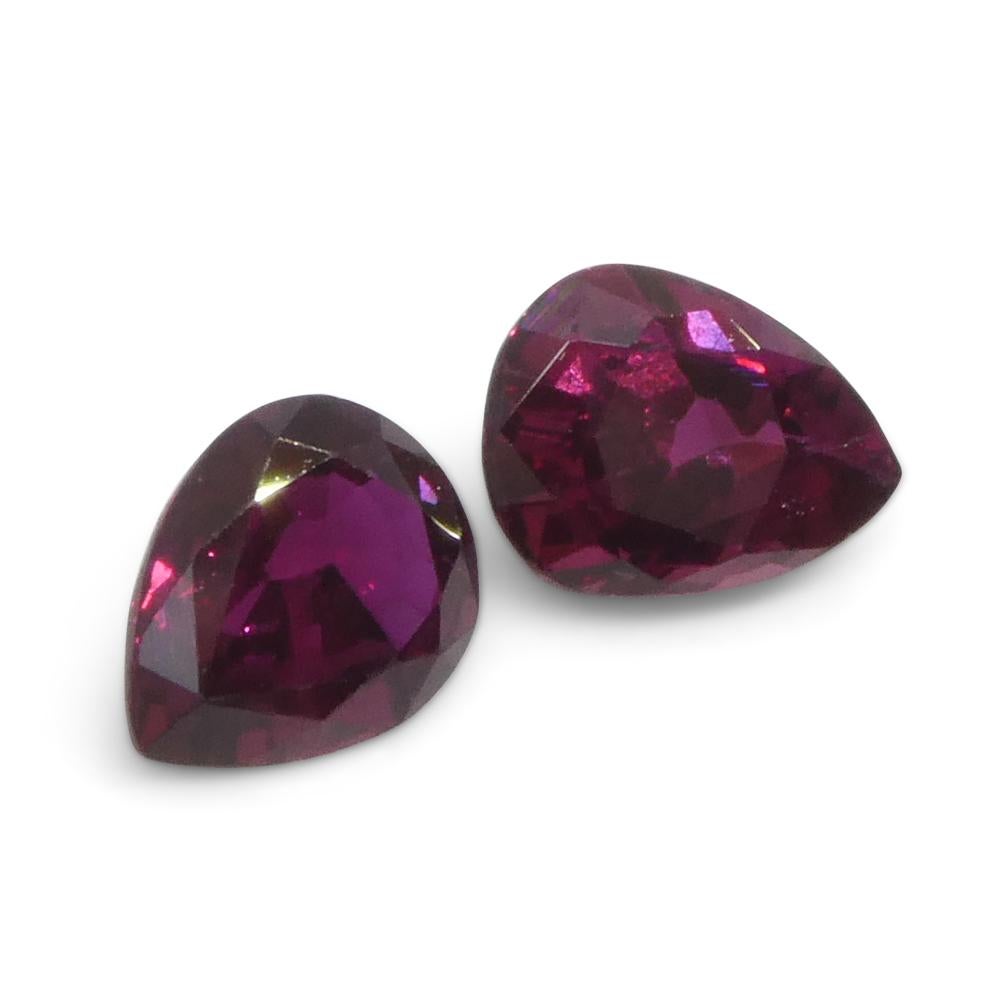1.41ct Pear Red Ruby from Thailand Pair For Sale 6
